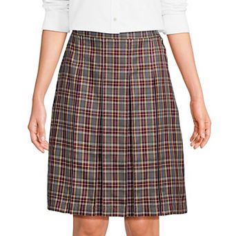 Women's Lands' End School Uniform Plaid Box Pleat Skirt