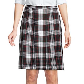 Women's Lands' End School Uniform Plaid Box Pleat Skirt