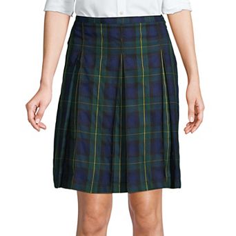 Women's Lands' End School Uniform Plaid Box Pleat Skirt