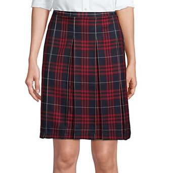 Women's Lands' End School Uniform Plaid Box Pleat Skirt
