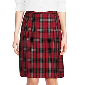 Women's Lands' End School Uniform Plaid Box Pleat Skirt