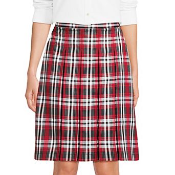 Women's Lands' End School Uniform Plaid Box Pleat Skirt