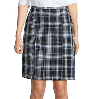 Women's Lands' End School Uniform Plaid Box Pleat Skirt