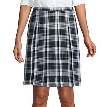 Women's Lands' End School Uniform Plaid Box Pleat Skirt