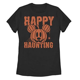 Disney's Mickey Mouse Juniors' Pumpkin Head Happy Haunting Graphic Tee