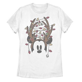 Disney's Mickey Mouse Juniors' Antlers With Christmas Lights Graphic Tee
