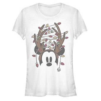 Disney's Mickey Mouse Juniors' Antlers With Christmas Lights Graphic Tee