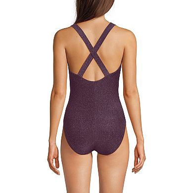 Women's Lands' End Tugless Shine One-Piece Swimsuit