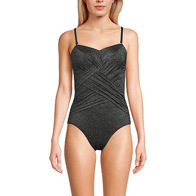 Women's Lands' End Bandeau Shine SlenderSuit One-Piece Swimsuit
