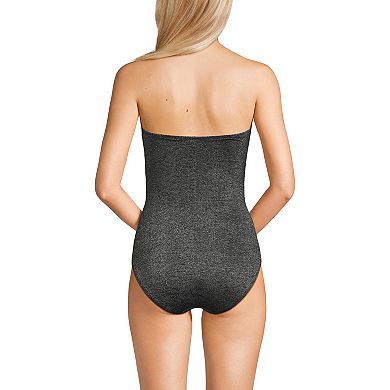 Women's Lands' End Bandeau Shine SlenderSuit One-Piece Swimsuit