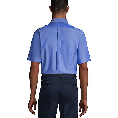 Men's Lands' End School Uniform Short Sleeve No-Iron Pinpoint Dress Shirt