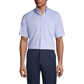 Men's Lands' End School Uniform Short Sleeve No-Iron Pinpoint Dress Shirt