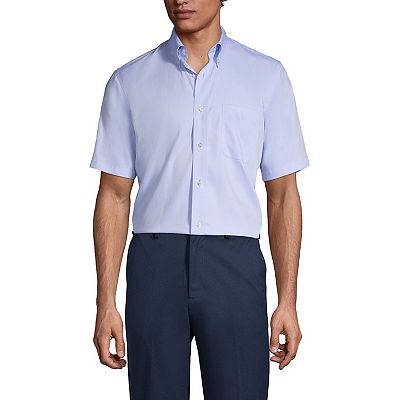 Men s Lands End School Uniform Short Sleeve No Iron Pinpoint Dress Shirt