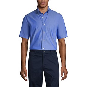 Men's Lands' End School Uniform Short Sleeve No-Iron Pinpoint Dress Shirt