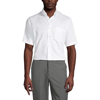 Men's Lands' End School Uniform Short Sleeve No-Iron Pinpoint Dress Shirt