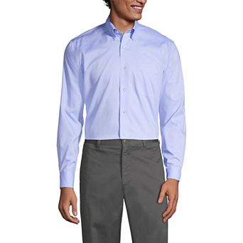 Men's Lands' End School Uniform Long Sleeve No-Iron Pinpoint Dress Shirt