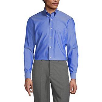 Men's Lands' End School Uniform Long Sleeve No-Iron Pinpoint Dress Shirt