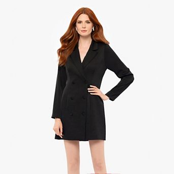 Women's BA Nites Satin Tuxedo Mini Dress