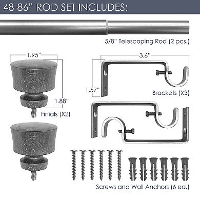 Decopolitan Stockton 5/8" Adjustable Curtain Rod