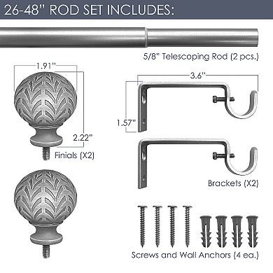 Decopolitan Hermosa 5/8" Adjustable Curtain Rod