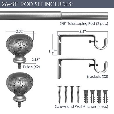 Decopolitan Sorrento 5/8" Adjustable Curtain Rod