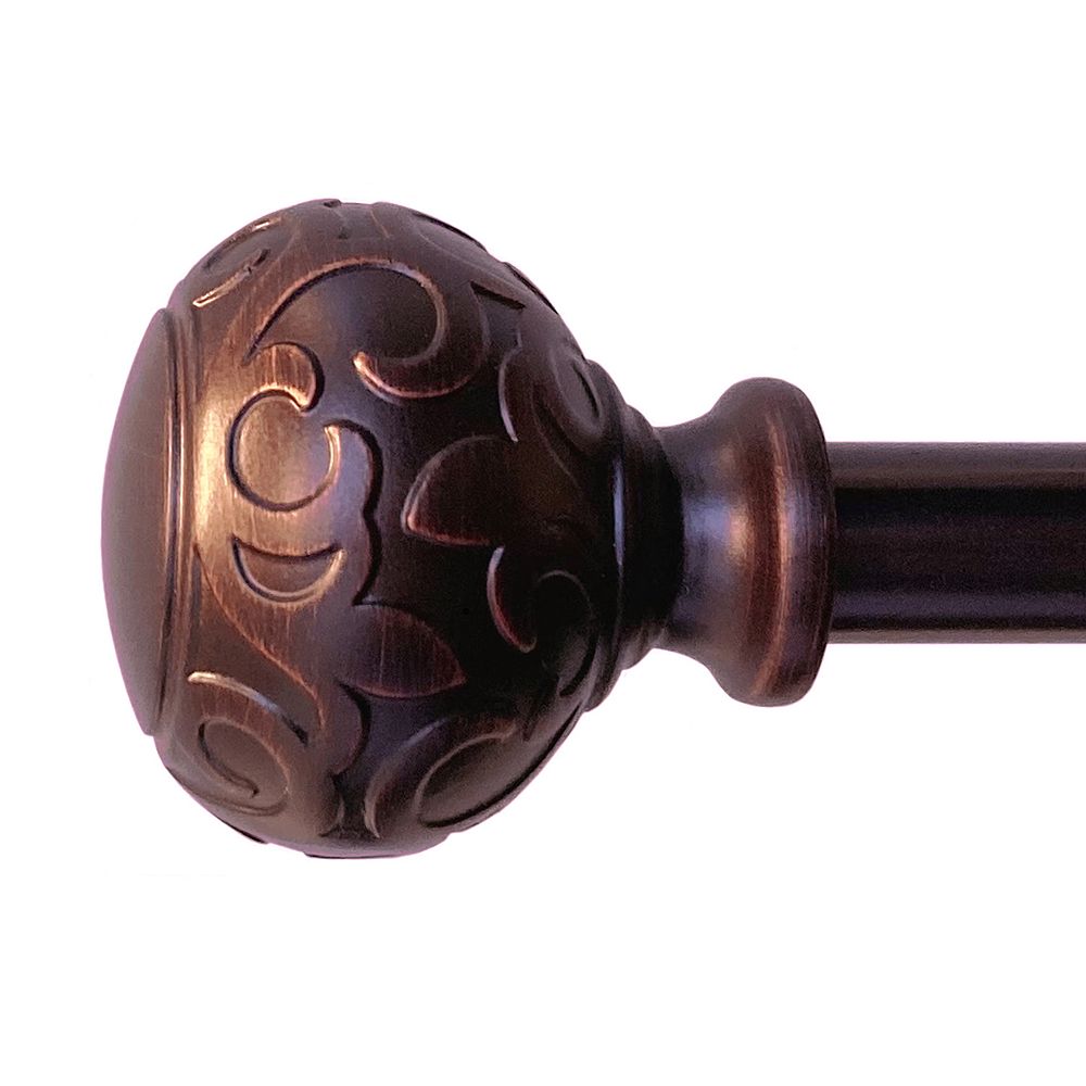Decopolitan Stockton 48 In. To 86 In. Adjustable 5/8 In. Single Curtain Rod In Antique White With Finials 680656170045