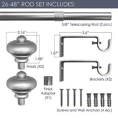 Decopolitan Burlingame 5/8" Adjustable Curtain Rod