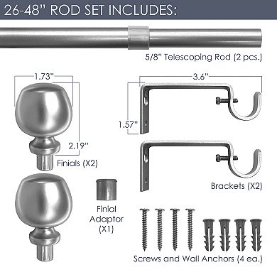 Decopolitan Morena 5/8" Adjustable Curtain Rod