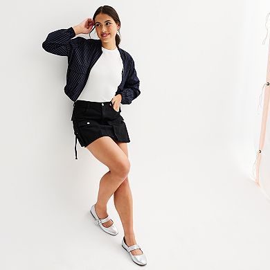 Juniors' Harper & Ivy Mini Twill Cargo Skirt