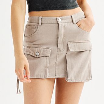Juniors' Harper & Ivy Mini Twill Cargo Skirt