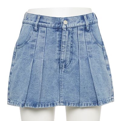 Juniors Harper Ivy Denim Pleated Mini Skirt
