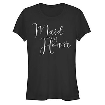 Disney's Mickey Mouse Maid Of Honor Sign Juniors' Graphic Tee