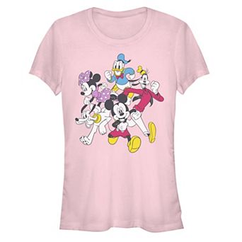 Disney's Mickey Mouse And Friends Running Together Juniors' Graphic Tee