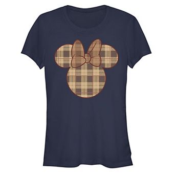 Disney's Minnie Mouse Autumn Plaid Print Juniors' Graphic Tee