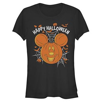 Disney's Mickey Mouse Jack O' Lantern Happy Halloween Juniors' Fitted Graphic Tee