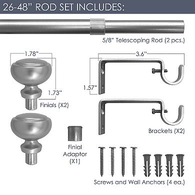 Decopolitan Fairbanks 5/8" Adjustable Curtain Rod