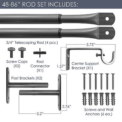 Decopolitan Reddington 3/4" Adjustable Curtain Rod