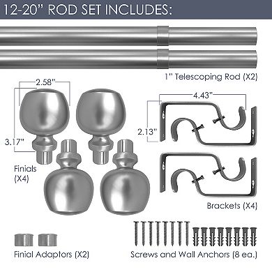 Decopolitan Morena II 1" Adjustable Curtain Rod Set