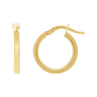 PRIMROSE 14k Gold Flat Polished Hoop Earrings