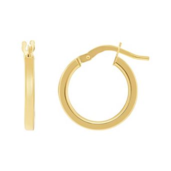 PRIMROSE 14k Gold Flat Polished Hoop Earrings