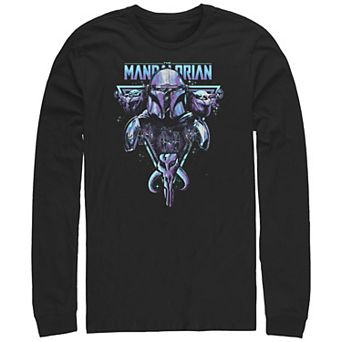 Men's The Mandalorian Grogu Watching Over Mando Graphic Tee