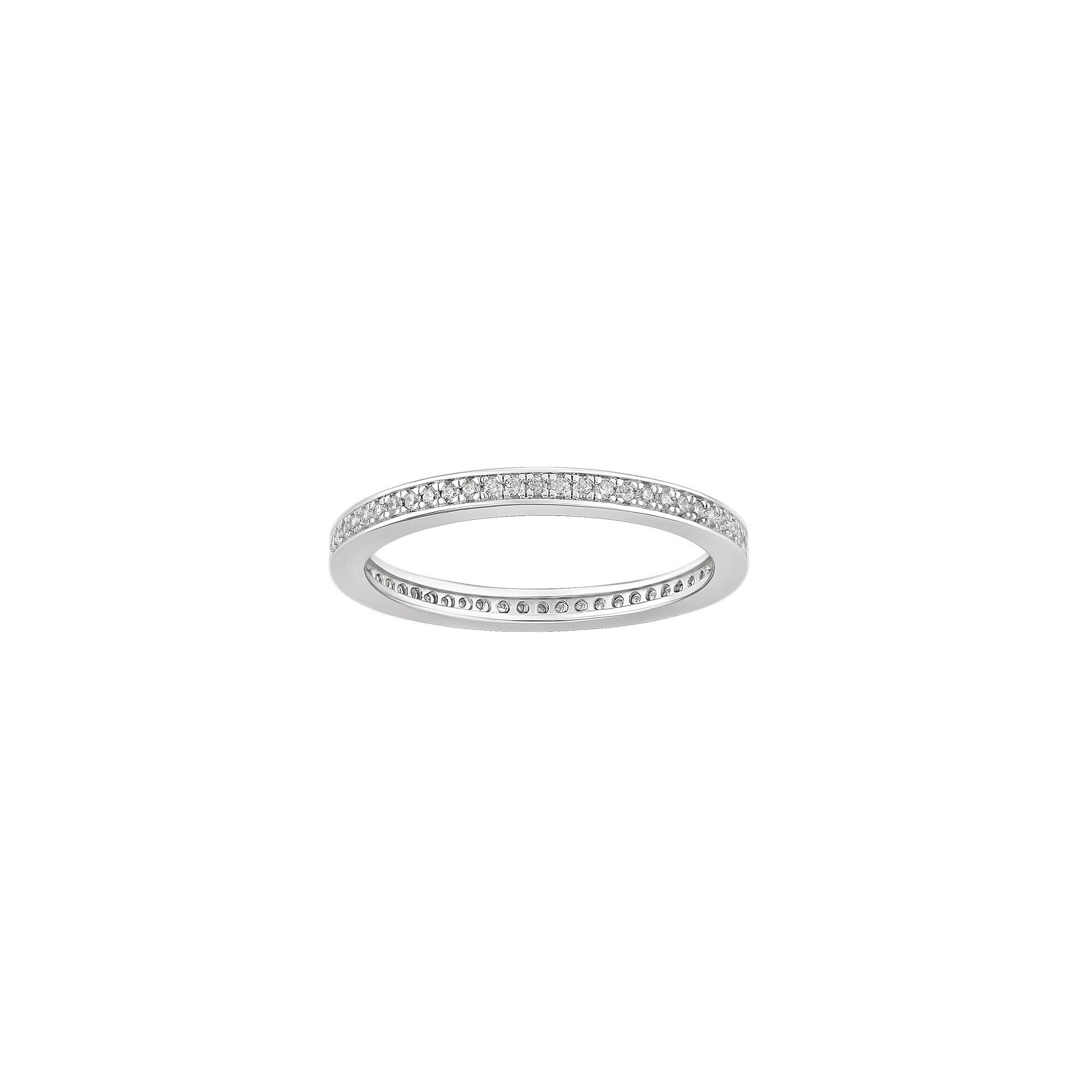 PRIMROSE Sterling Silver Cubic Zirconia Channel Band Ring, Womens, Size: 7