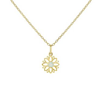 PRIMROSE Sterling Silver Opal Flower Pendant Necklace
