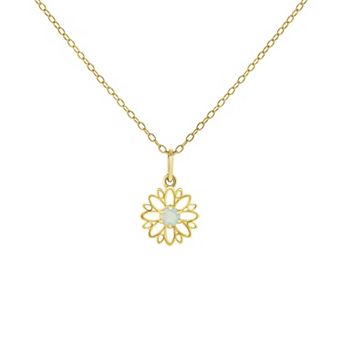 PRIMROSE Sterling Silver Opal Flower Pendant Necklace
