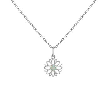 PRIMROSE Sterling Silver Opal Flower Pendant Necklace
