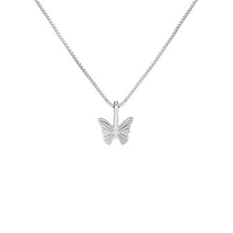 PRIMROSE Sterling Silver Etched Butterfly Pendant Necklace