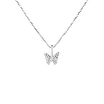PRIMROSE Sterling Silver Etched Butterfly Pendant Necklace