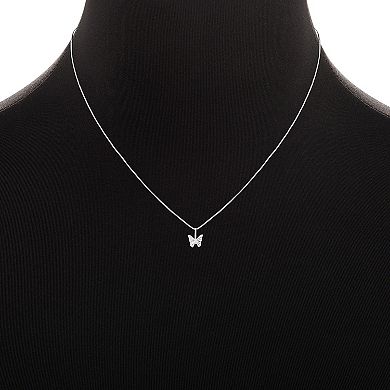 PRIMROSE Sterling Silver Etched Butterfly Pendant Necklace