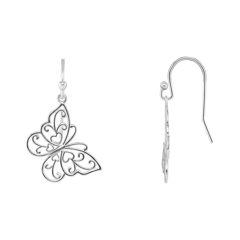 PRIMROSE Sterling Silver Filigree Butterfly Drop Earrings