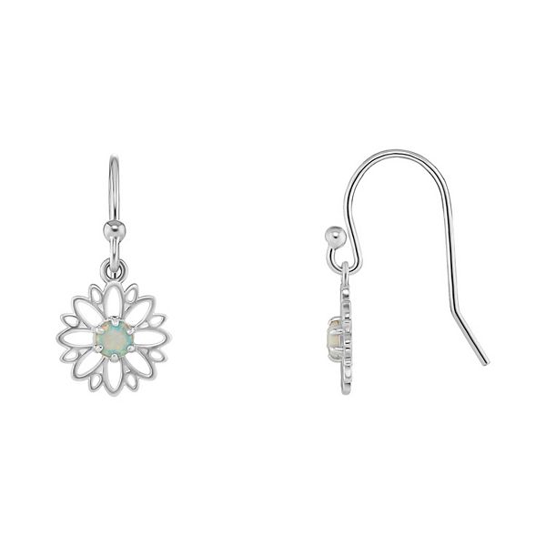 PRIMROSE Sterling Silver Opal Flower Drop Earrings - Sterling Silver White